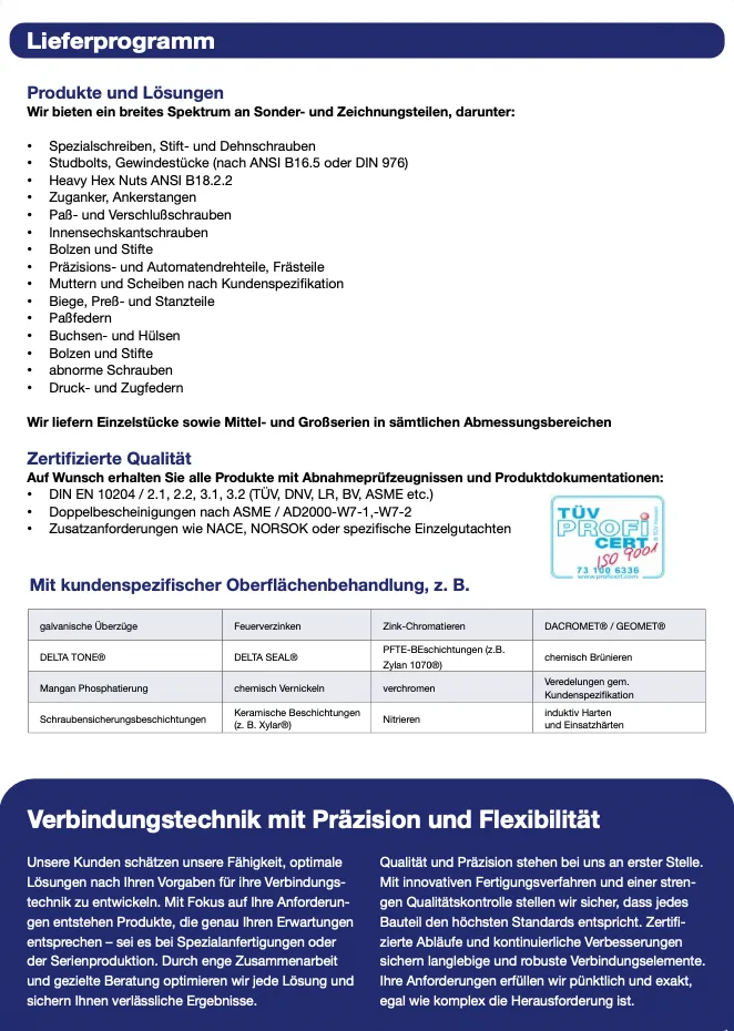 Imagefolder-Seite Lieferprogramm