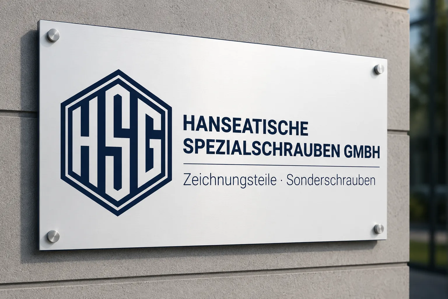 Neues HSG Firmenschild an einer Hauswand